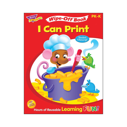 A Mouse with a chef hat stirring mac and cheese on the cover with a blue and a green bird.